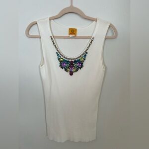 Ruby Rd Beaded White Tank‎ Top size (M)